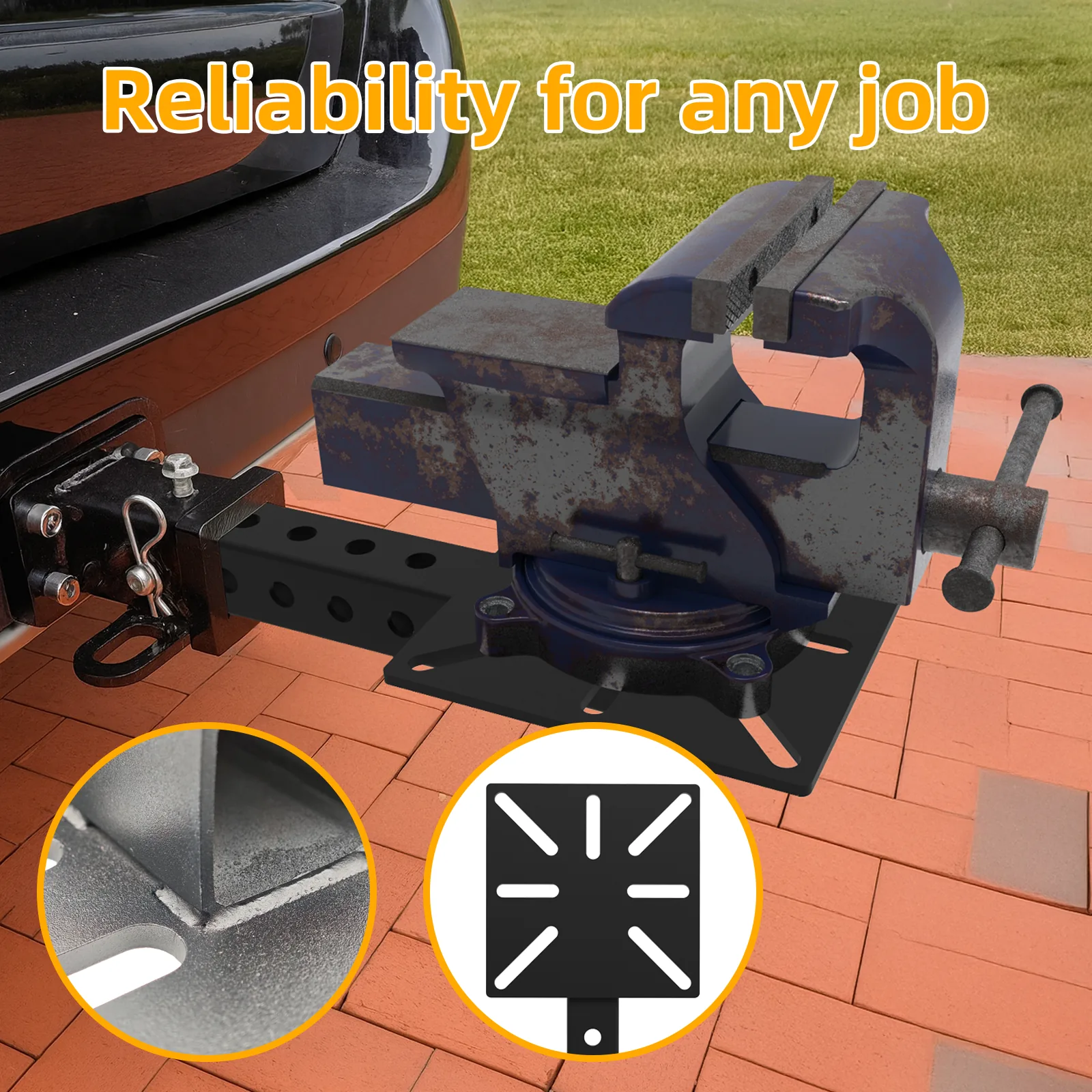 Vehicle receiver hitch vise mount